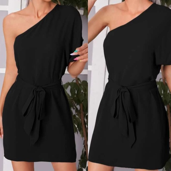 Boho one shoulder belted dress - Picture 5 of 15